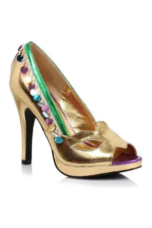 414-MASQUERADE Costume Pump | Gold Faux Leather