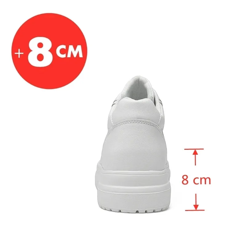 8cm White Black Taller Shoes