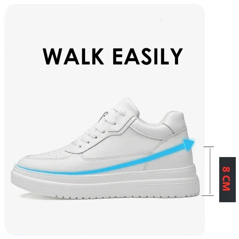 8cm White Black Taller Shoes
