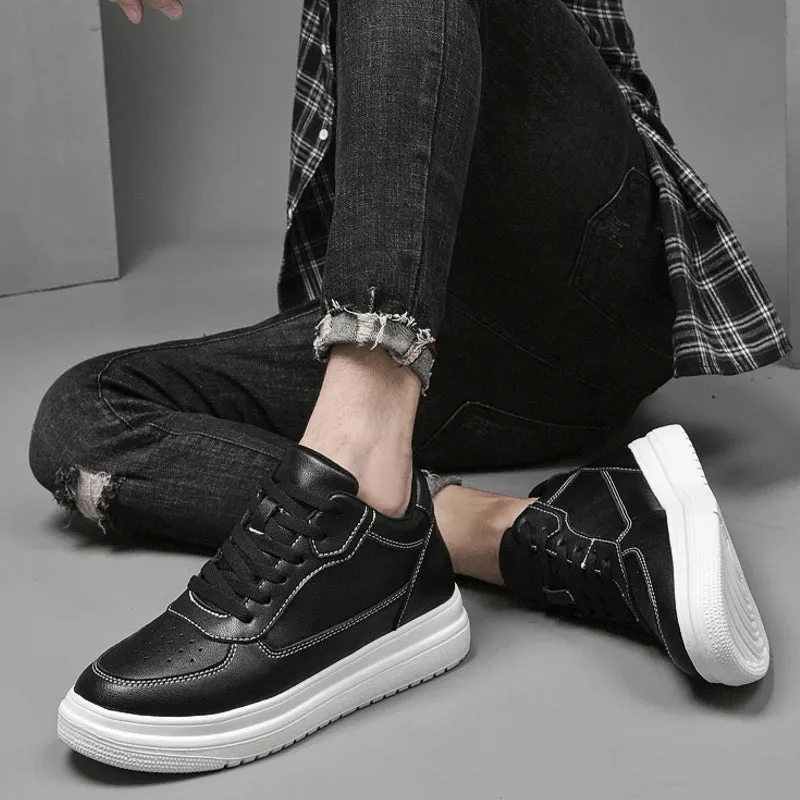 8cm White Black Taller Shoes