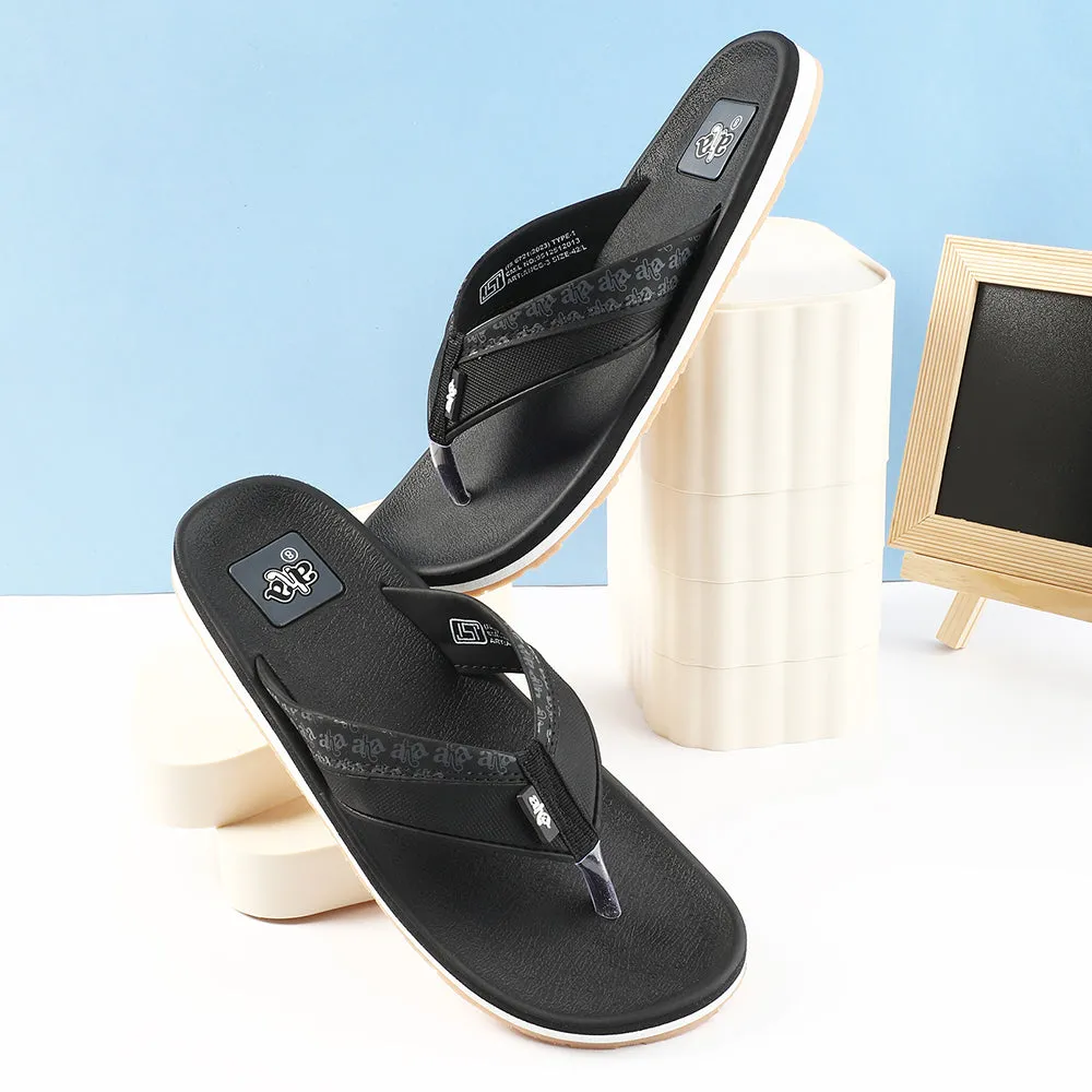 A-HA Casual Black Flip Flops For Men ANCO-03 By Liberty