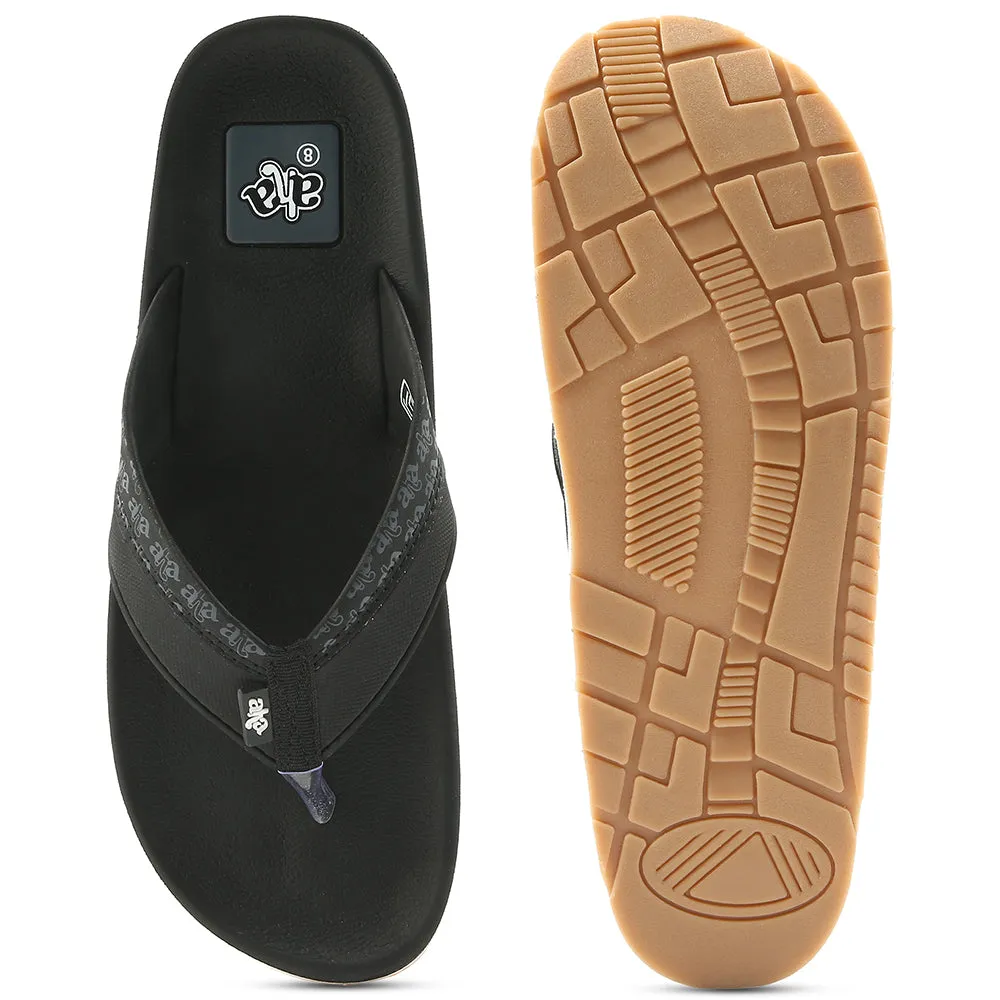 A-HA Casual Black Flip Flops For Men ANCO-03 By Liberty