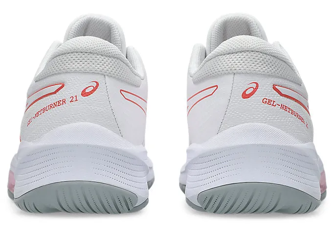 ASICS WOMEN'S NETBURNER 21 WHITE/PAPAYA NETBALL SHOES