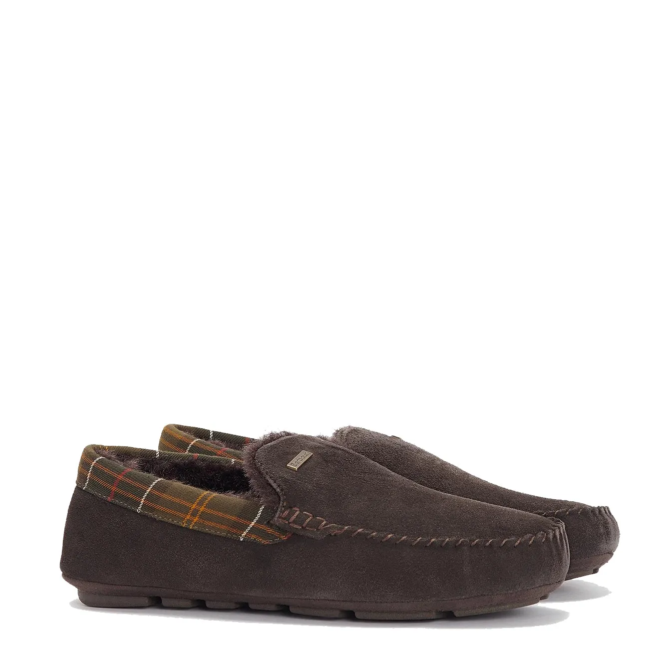 Barbour Monty Moccasin Slipper Brown Suede