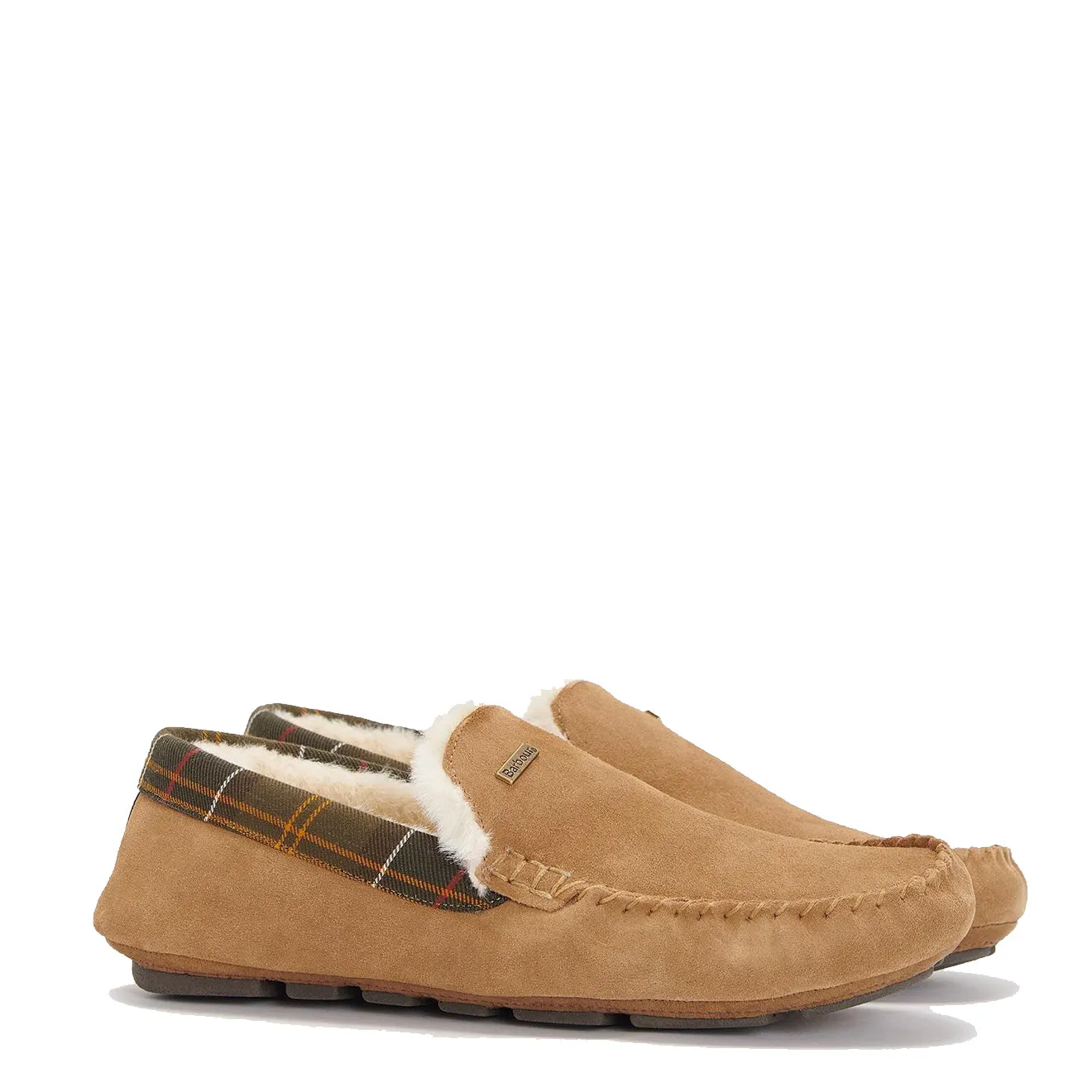 Barbour Monty Moccasin Slipper Camel Suede