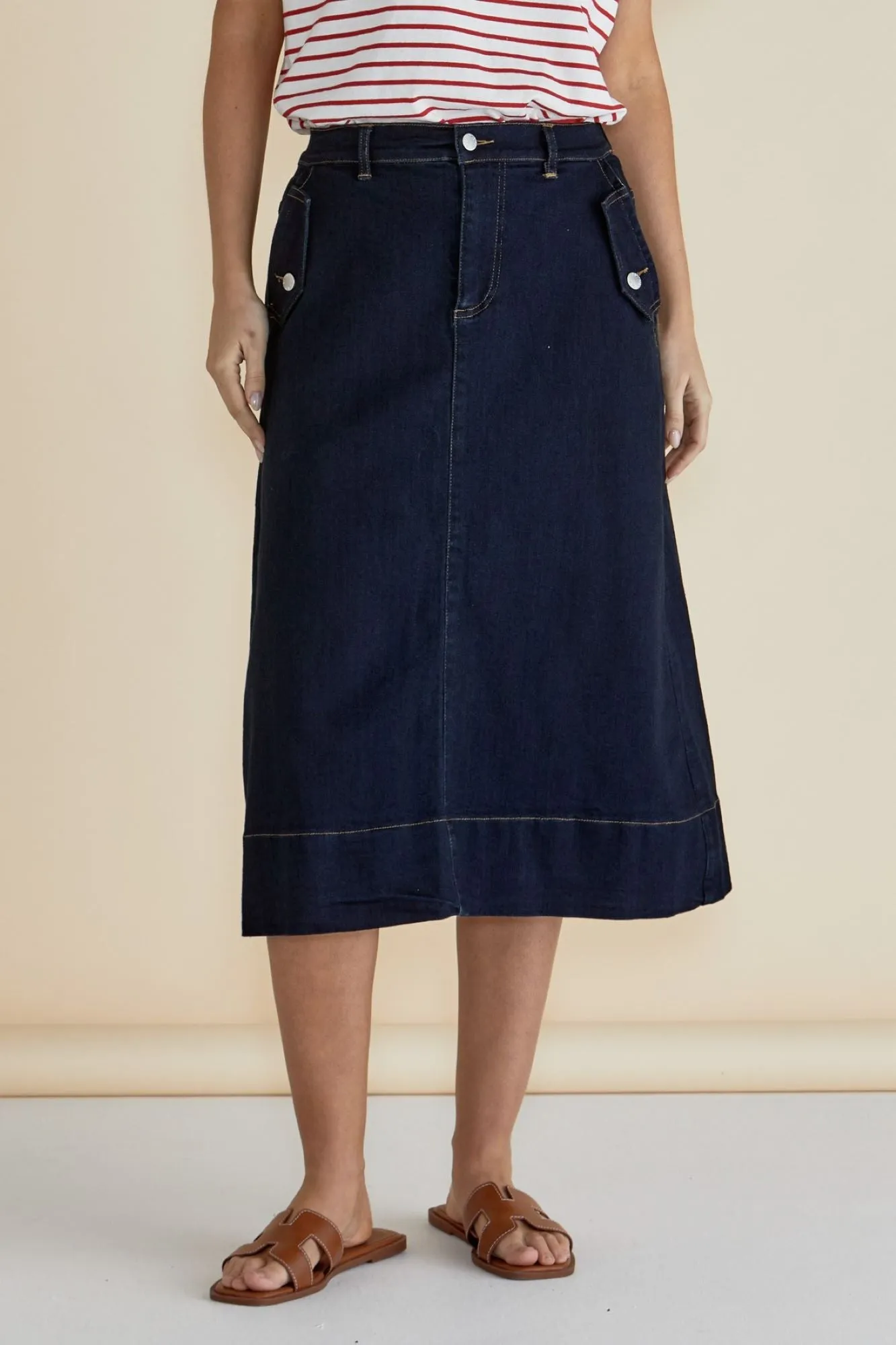 Betty Basics Astra Denim Skirt Ink