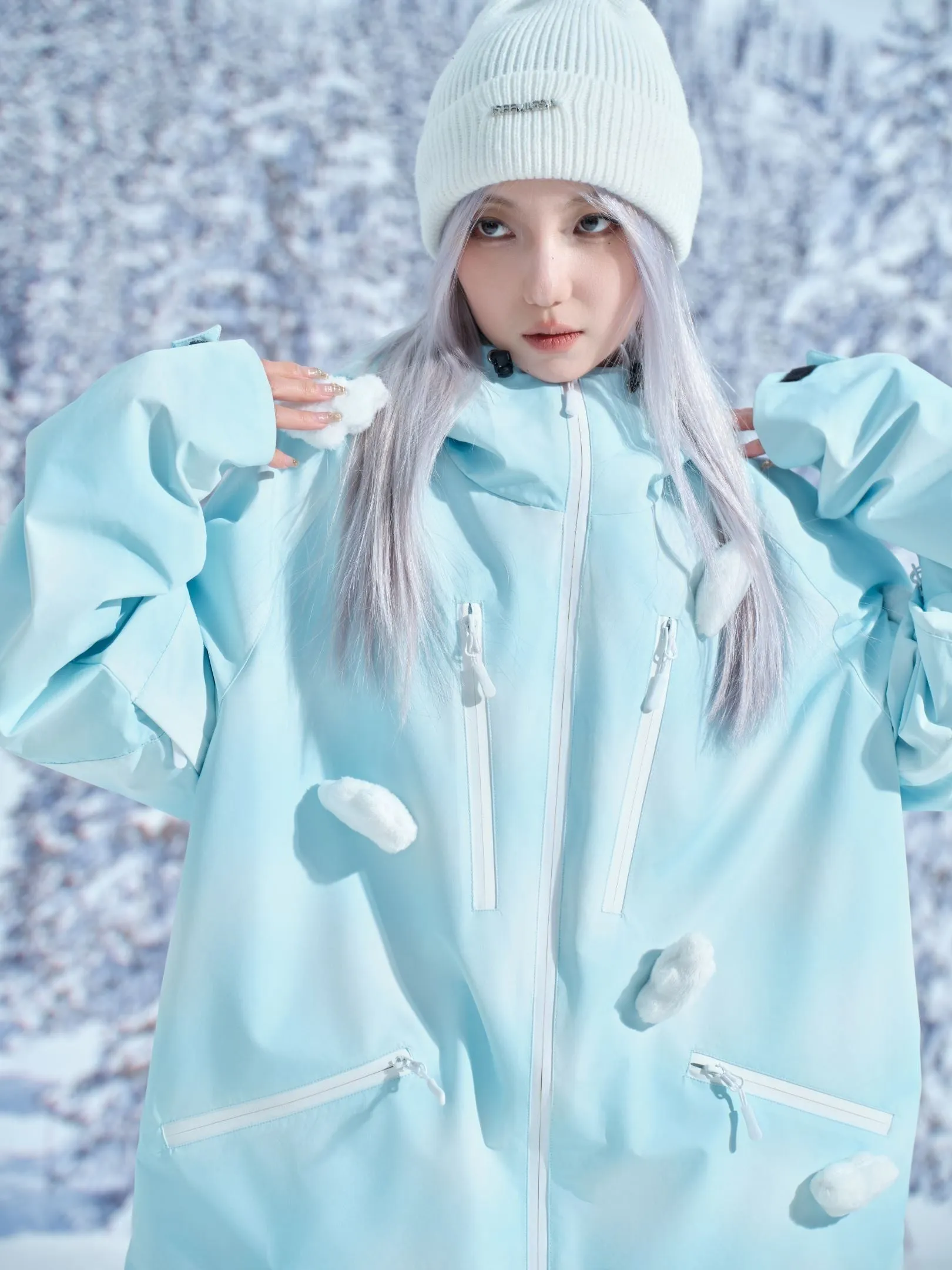 [Blue Stereo Glowing Clouds] Windproof and Waterproof Ski Suit