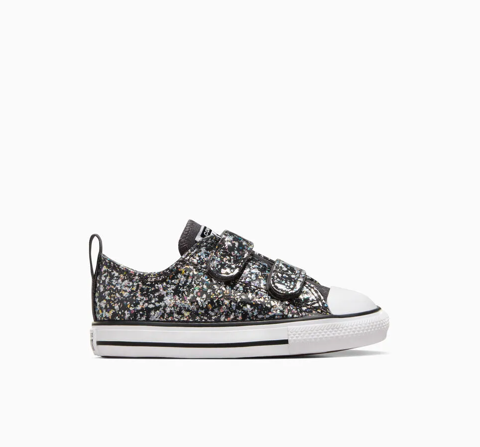 CONVERSE KIDS CHUCK TAYLOR ALL STAR GLITTER EASY-ON BLACK SHOES