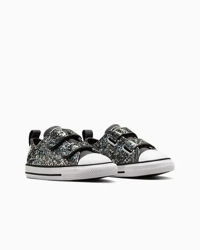 CONVERSE KIDS CHUCK TAYLOR ALL STAR GLITTER EASY-ON BLACK SHOES