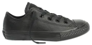 CONVERSE KIDS CHUCK TAYLOR ALL STAR LOW TOP TRIPLE BLACK LEATHER SHOE