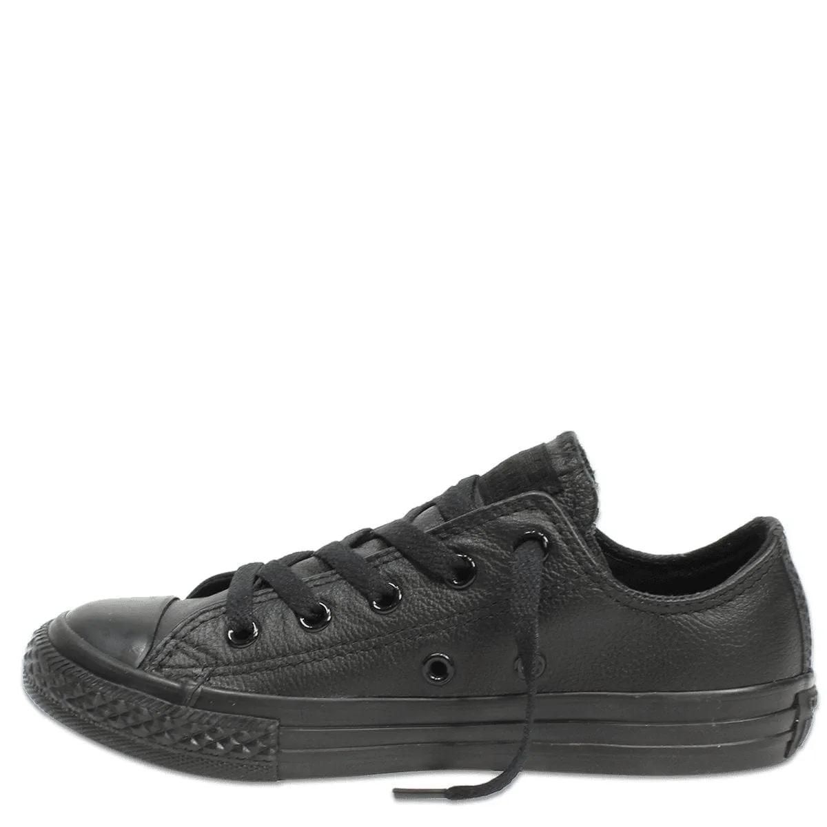 CONVERSE KIDS CHUCK TAYLOR ALL STAR LOW TOP TRIPLE BLACK LEATHER SHOE