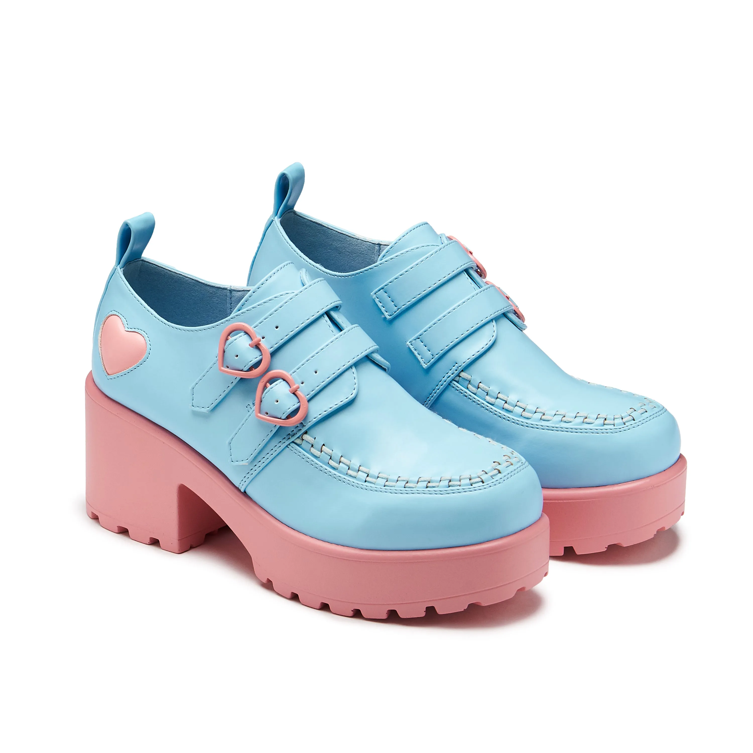 Cotton Candy Dreamscape Oxford Platform Shoes - Blue