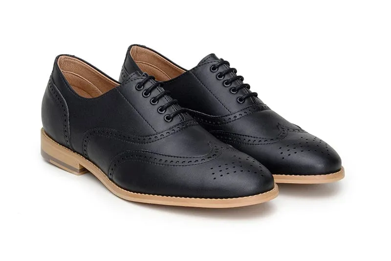 Elena Women's Vegan Leather Oxford Shoes | Black