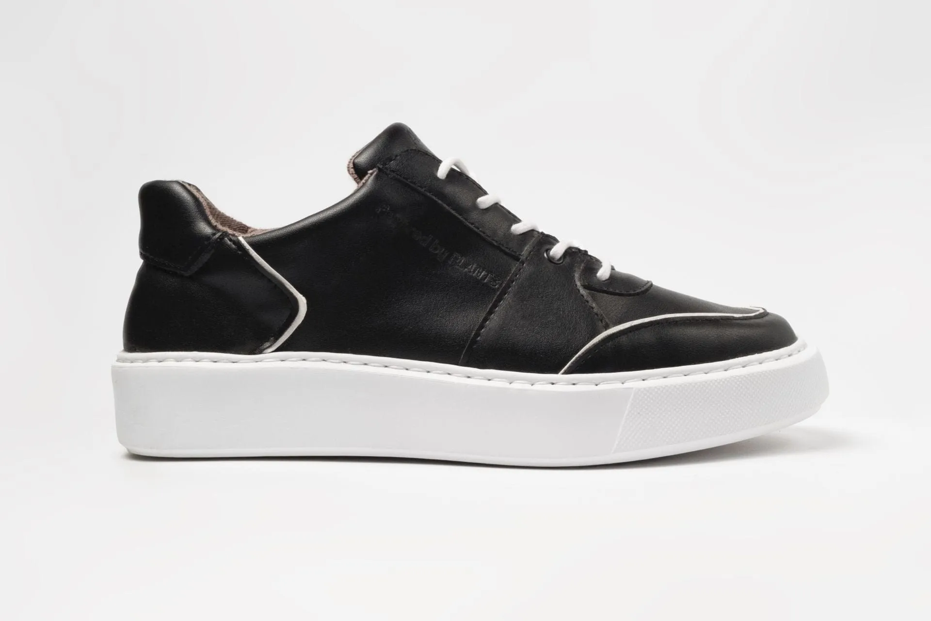Emi Women's Vegan Leather Sneakers | Black & White