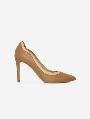 Ivo 2 Vegan Mushroom Leather Heels | Caramel & Almond