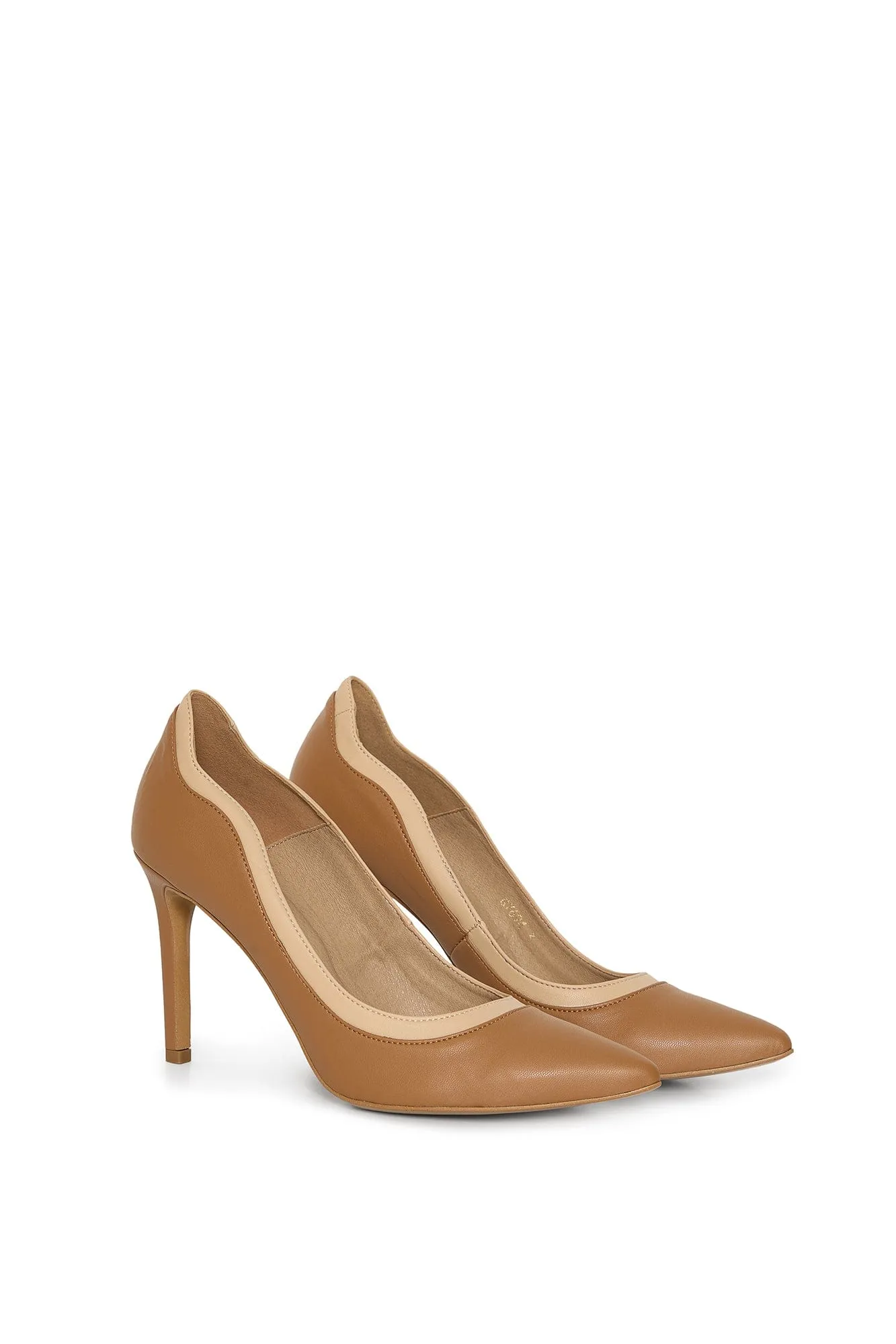 Ivo 2 Vegan Mushroom Leather Heels | Caramel & Almond