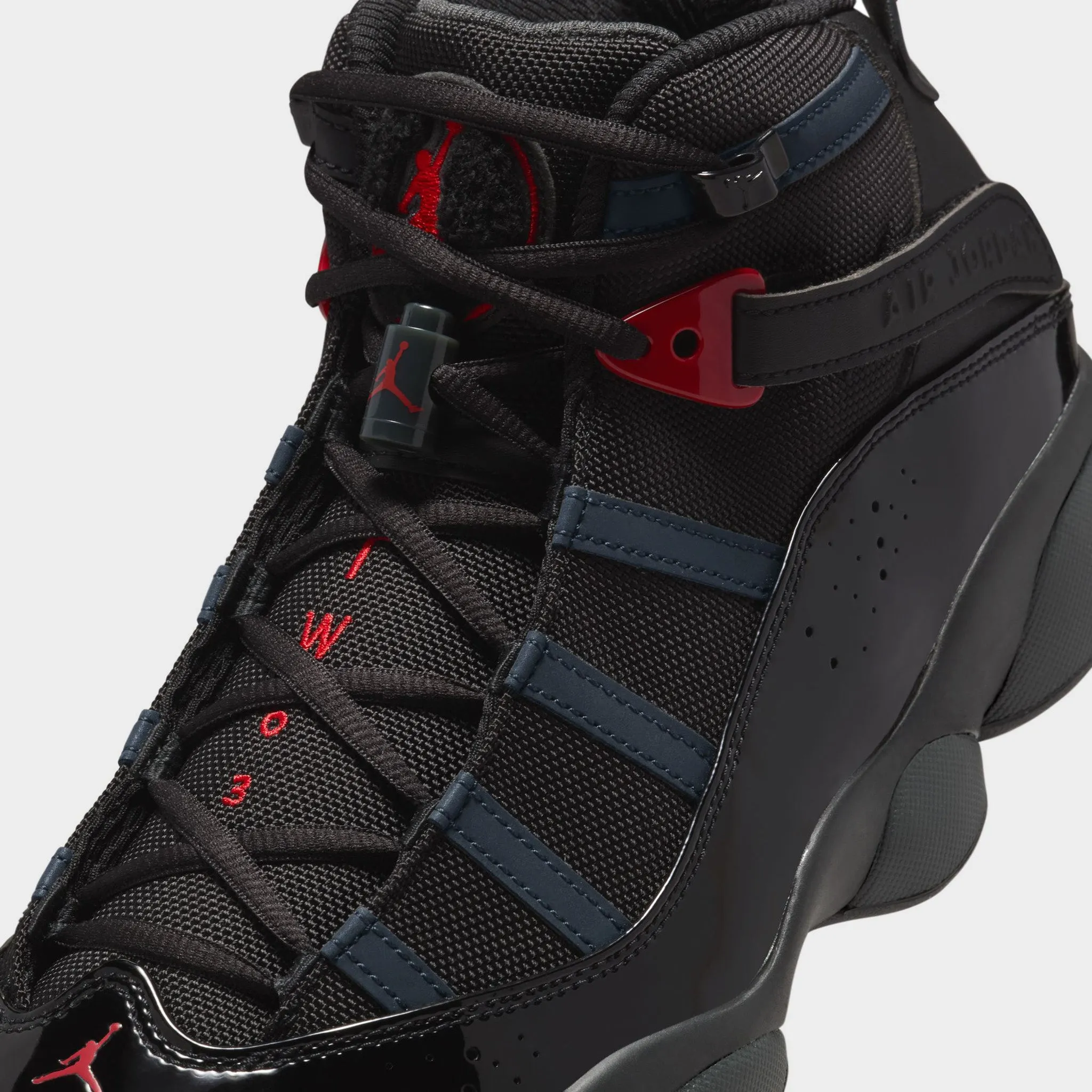Jordan 6 Rings Black / Fire Red - Anthracite
