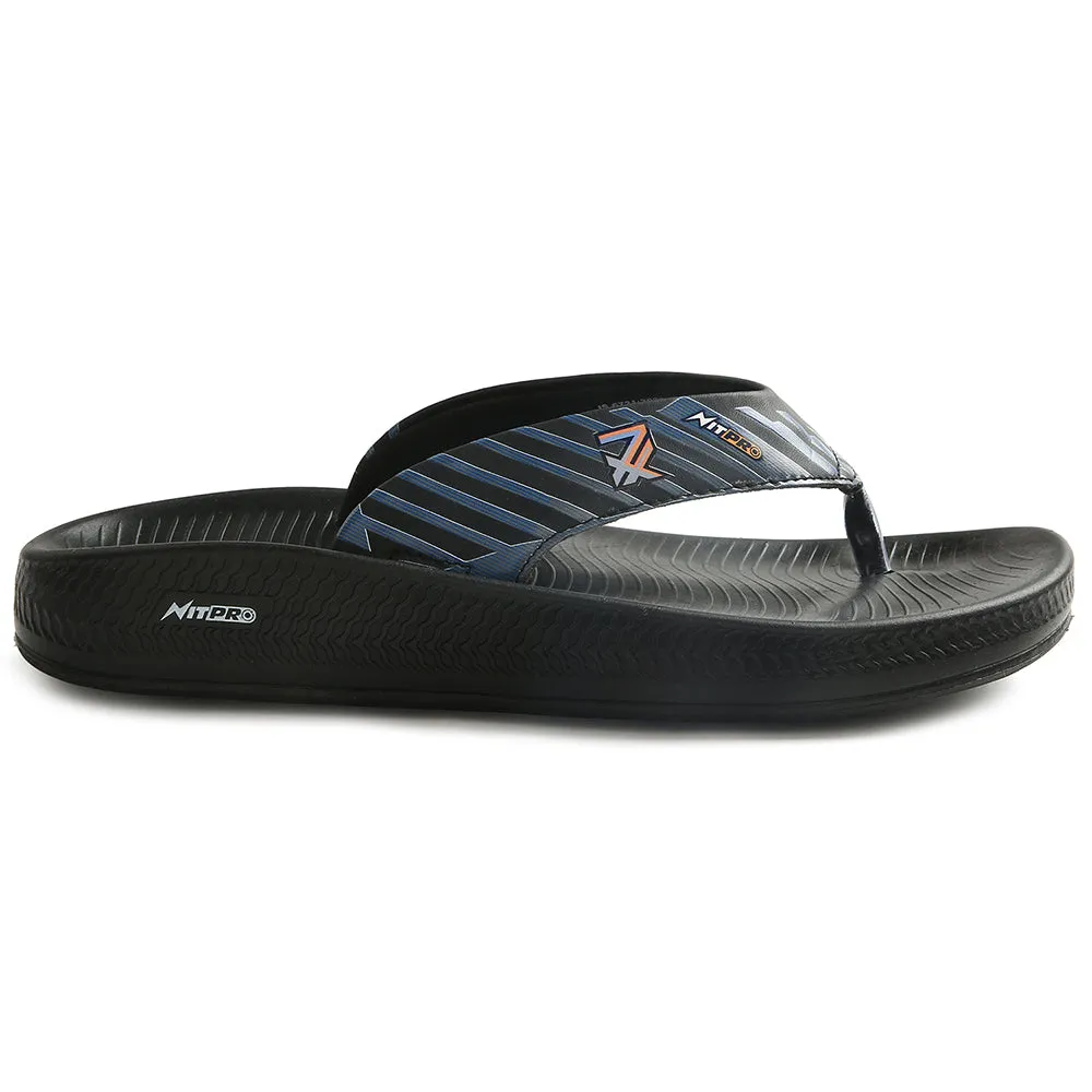 Leap7x Black Casual Flip Flop For Men NITWALK-1 By Liberty