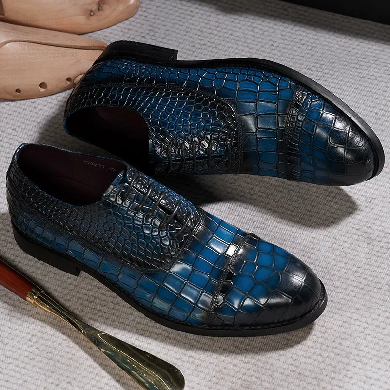 Leather Cap Toe Alligator Shoes for Men