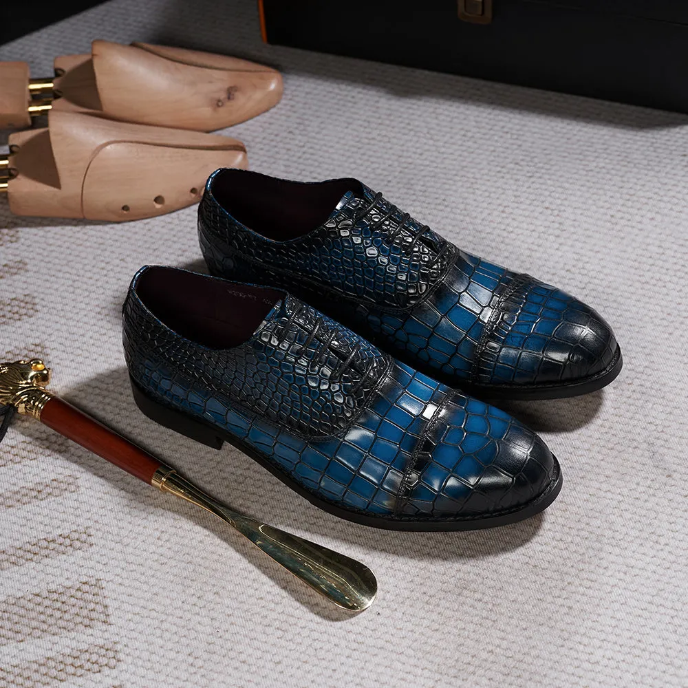 Leather Cap Toe Alligator Shoes for Men