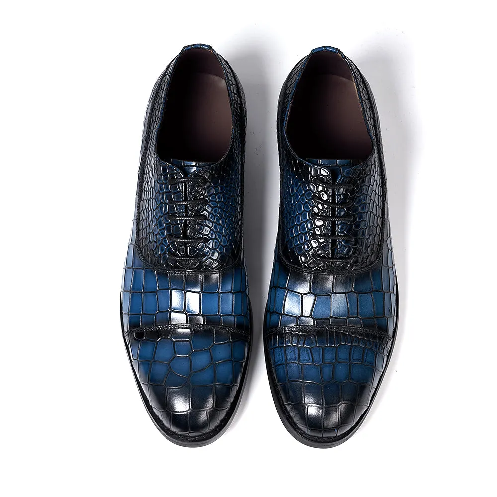 Leather Cap Toe Alligator Shoes for Men