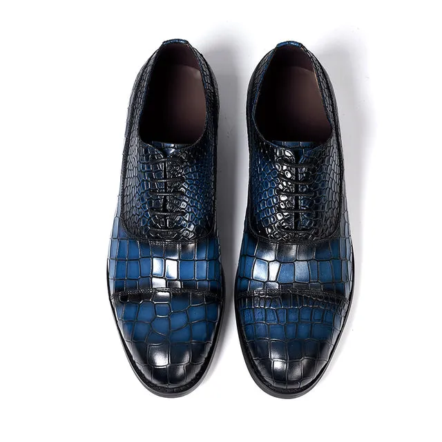 Leather Cap Toe Alligator Shoes for Men