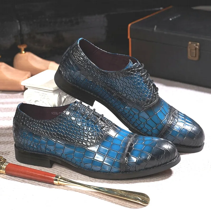 Leather Cap Toe Alligator Shoes for Men