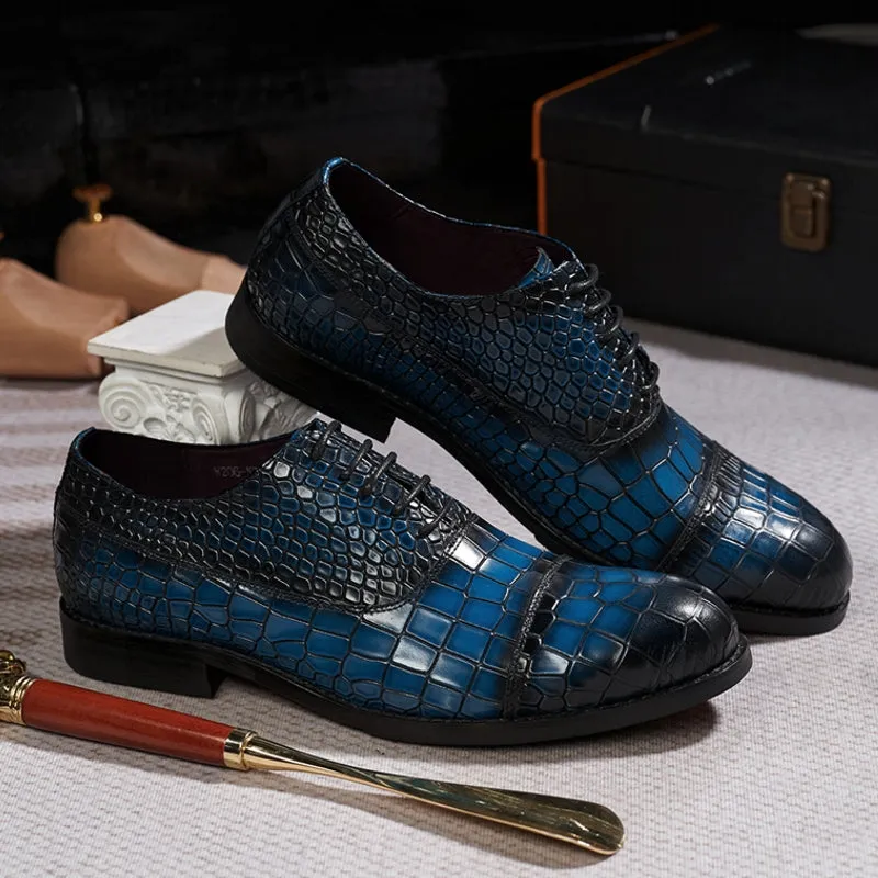 Leather Cap Toe Alligator Shoes for Men