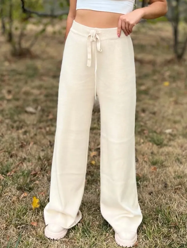 Loose Wool Knitted Wide-leg Trousers for Women