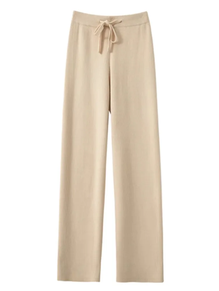 Loose Wool Knitted Wide-leg Trousers for Women