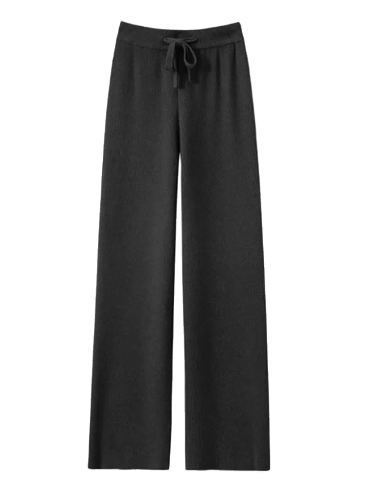 Loose Wool Knitted Wide-leg Trousers for Women
