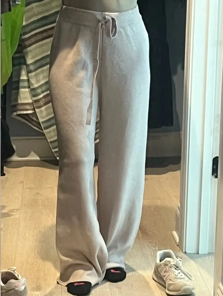 Loose Wool Knitted Wide-leg Trousers for Women