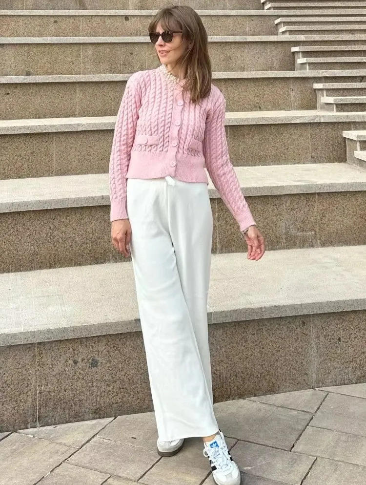 Loose Wool Knitted Wide-leg Trousers for Women