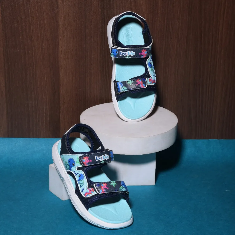Lucy & Luke  Navy Blue Casual Sandal For Kids HIPPO-51 By Liberty