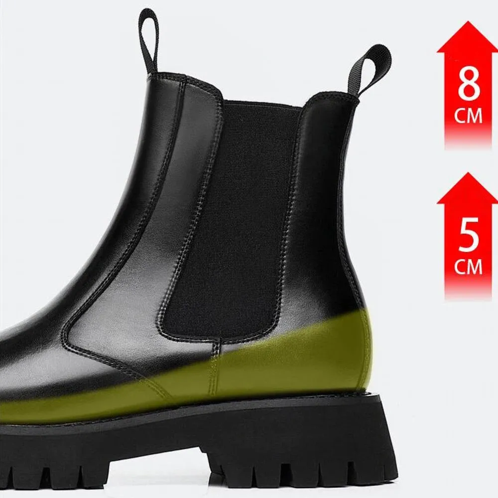 Men Chelsea Rubber Boot Inner Increased Lifted Boots