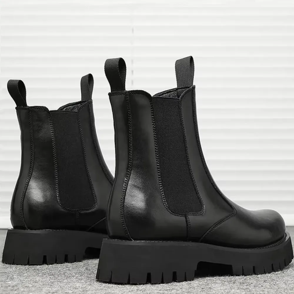 Men Chelsea Rubber Boot Inner Increased Lifted Boots