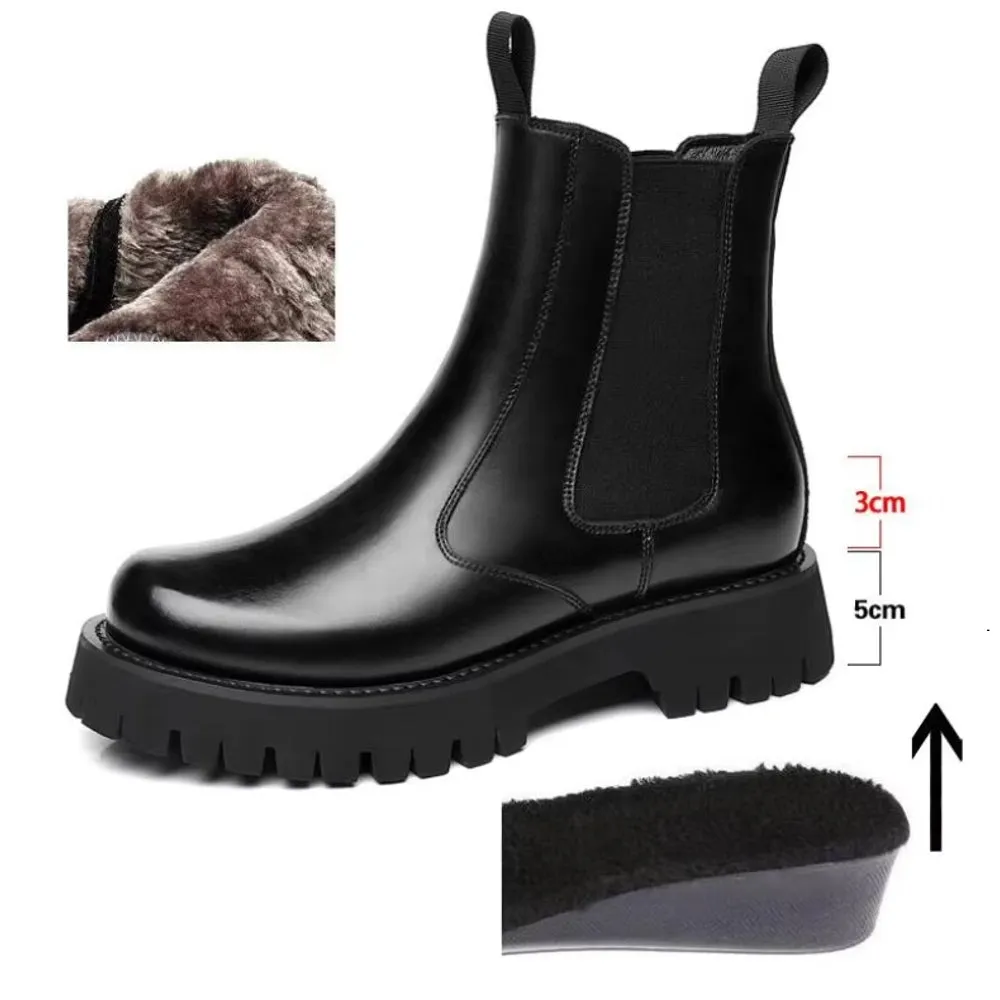 Men Chelsea Rubber Boot Inner Increased Lifted Boots