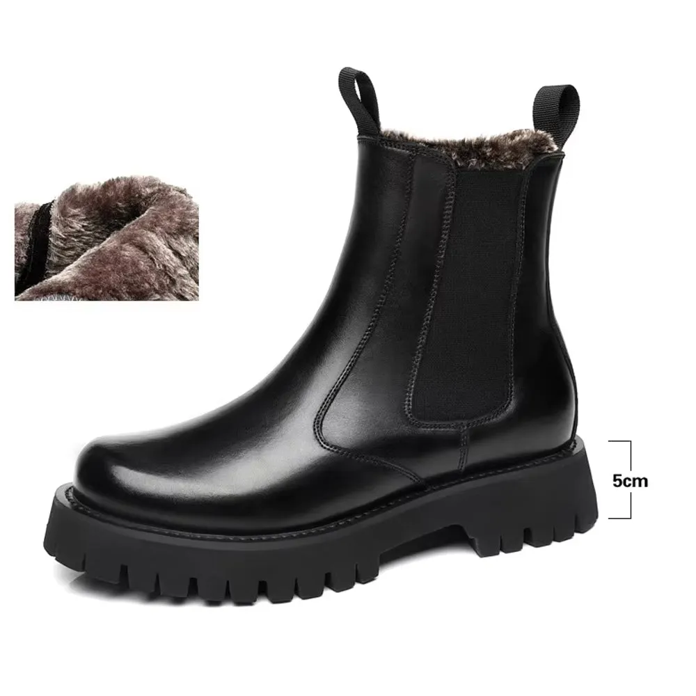 Men Chelsea Rubber Boot Inner Increased Lifted Boots
