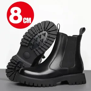 Men Chelsea Rubber Boot Inner Increased Lifted Boots