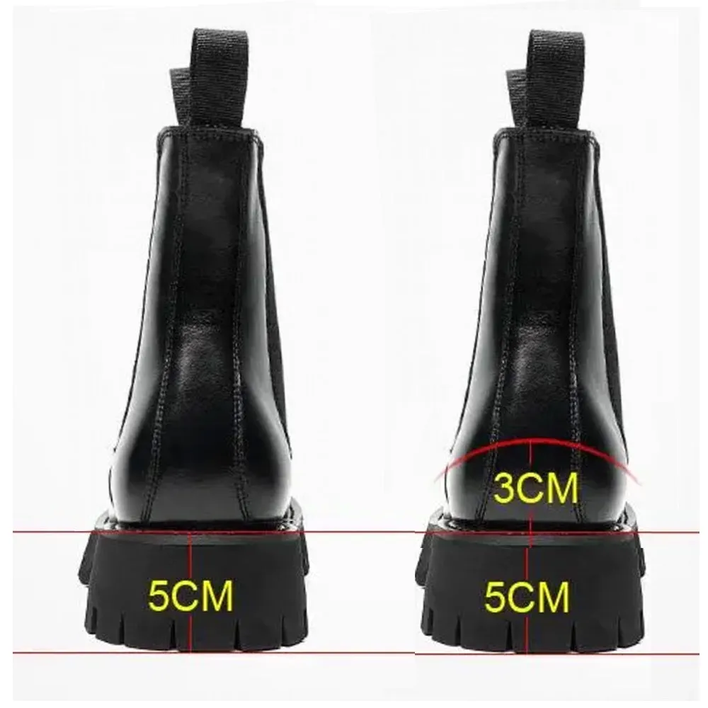 Men Chelsea Rubber Boot Inner Increased Lifted Boots