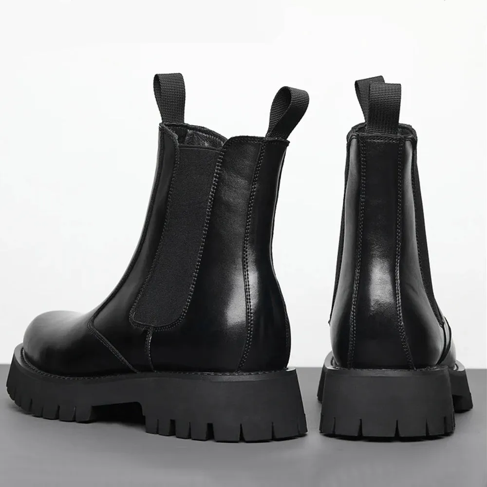 Men Chelsea Rubber Boot Inner Increased Lifted Boots