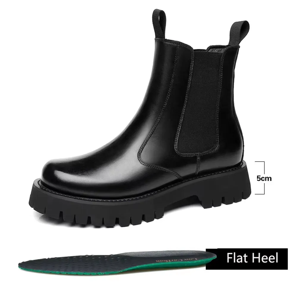 Men Chelsea Rubber Boot Inner Increased Lifted Boots
