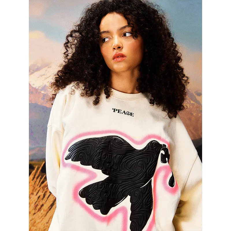 Peace Dove Printed Sweatshirt For Couple