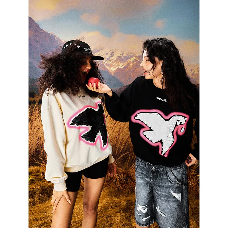 Peace Dove Printed Sweatshirt For Couple