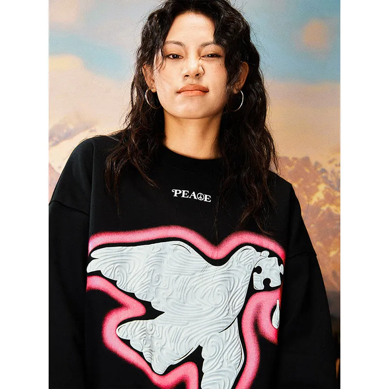 Peace Dove Printed Sweatshirt For Couple