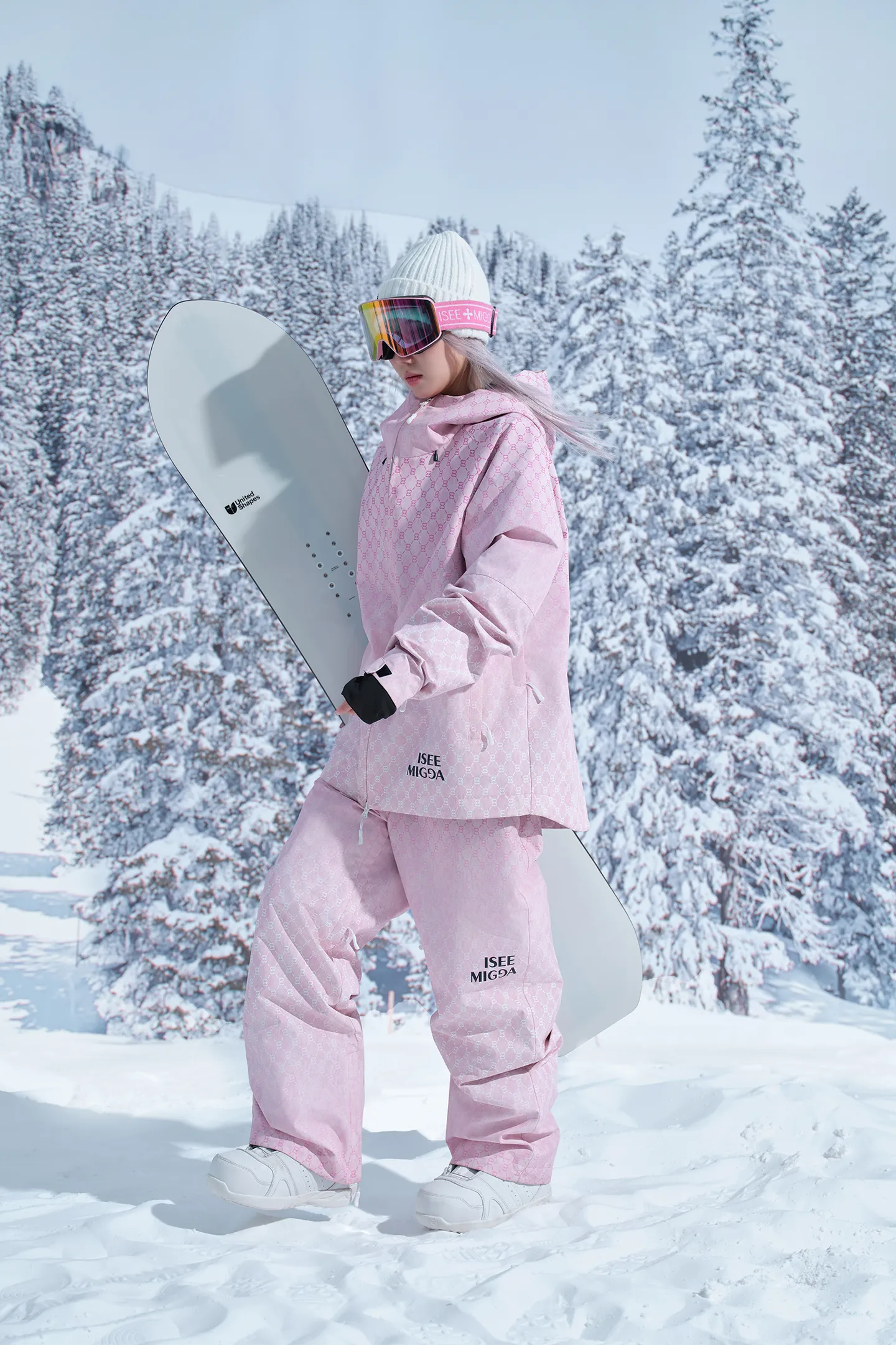 [Pink Old Flower] Ski Suit Punching Jacket
