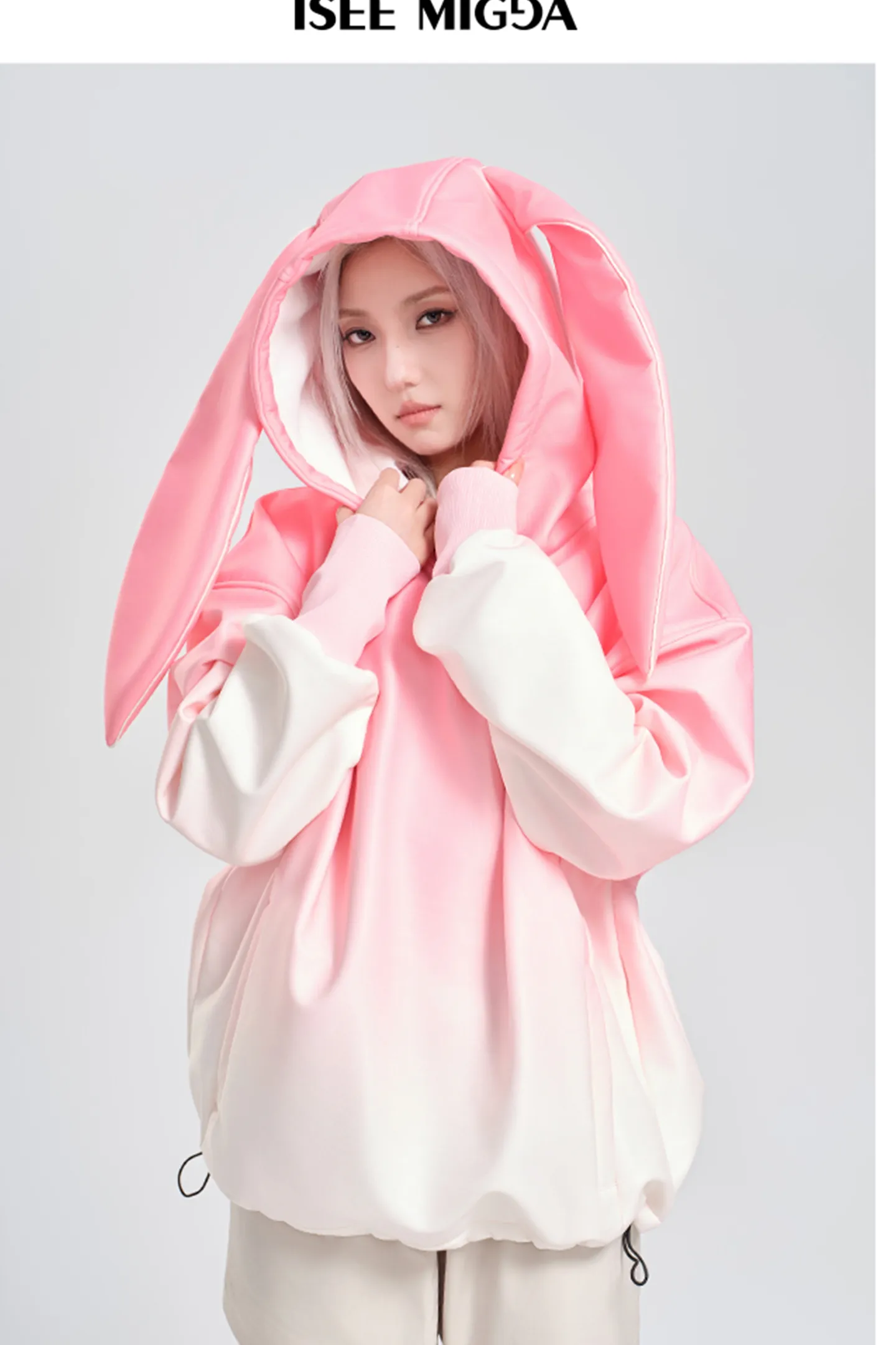 [Pink Rabbit Ears] Ski Sweatshirt Jacket Cute Style