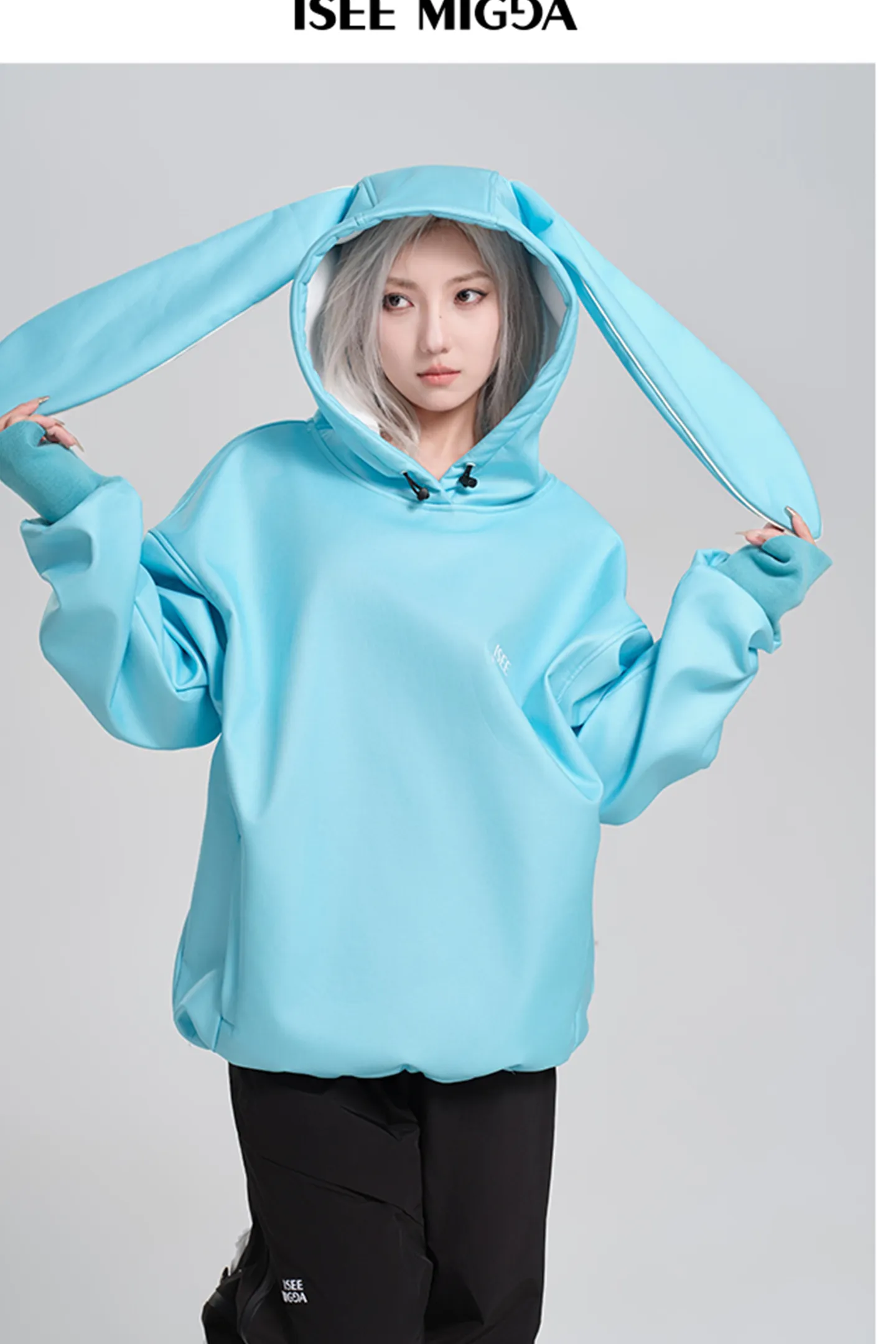 [Pink Rabbit Ears] Ski Sweatshirt Jacket Cute Style