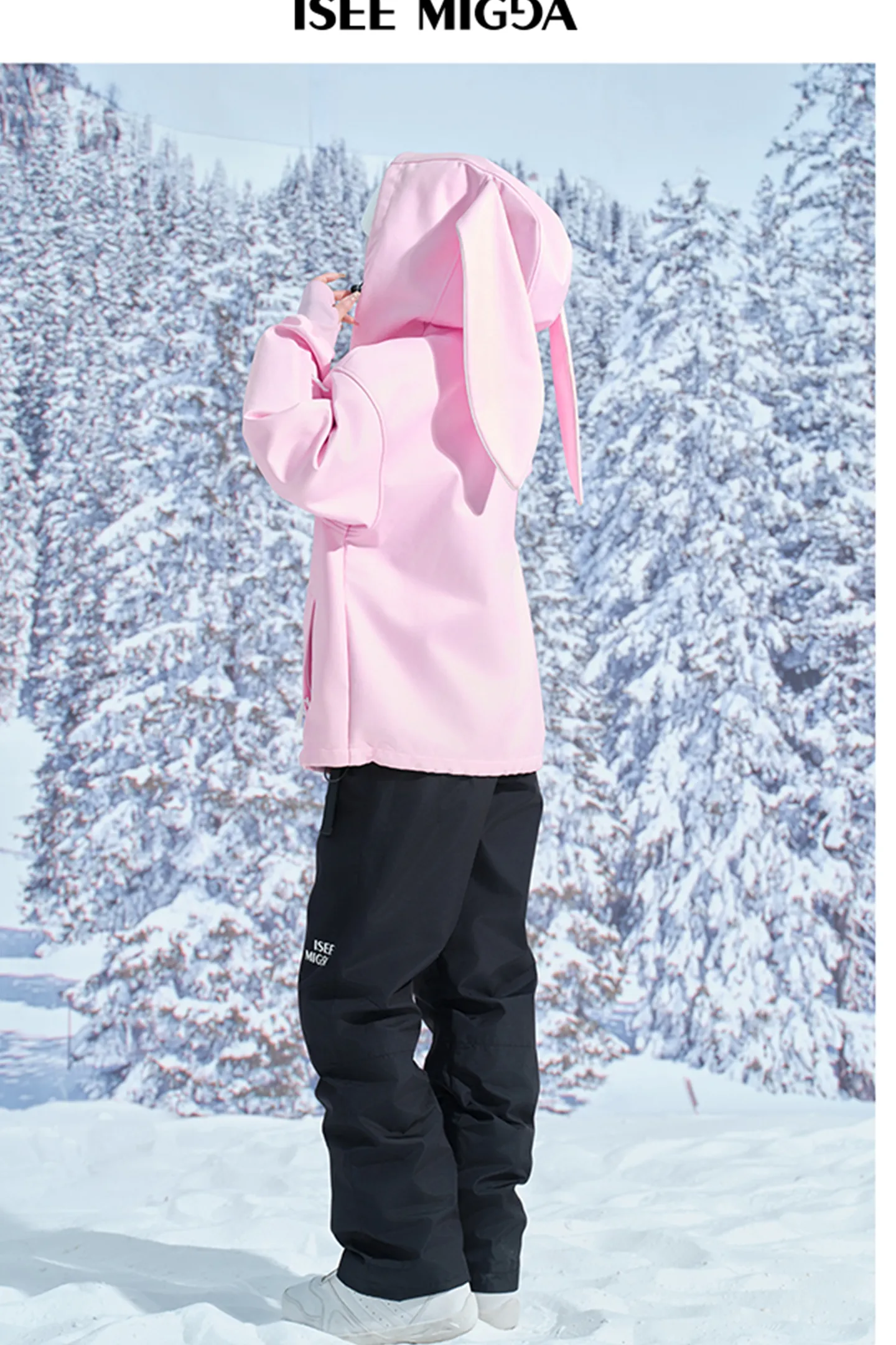 [Pink Rabbit Ears] Ski Sweatshirt Jacket Cute Style