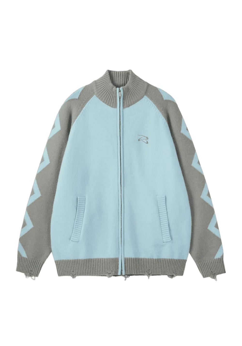 Rippled Raglan Sleeve Turtleneck Sweater